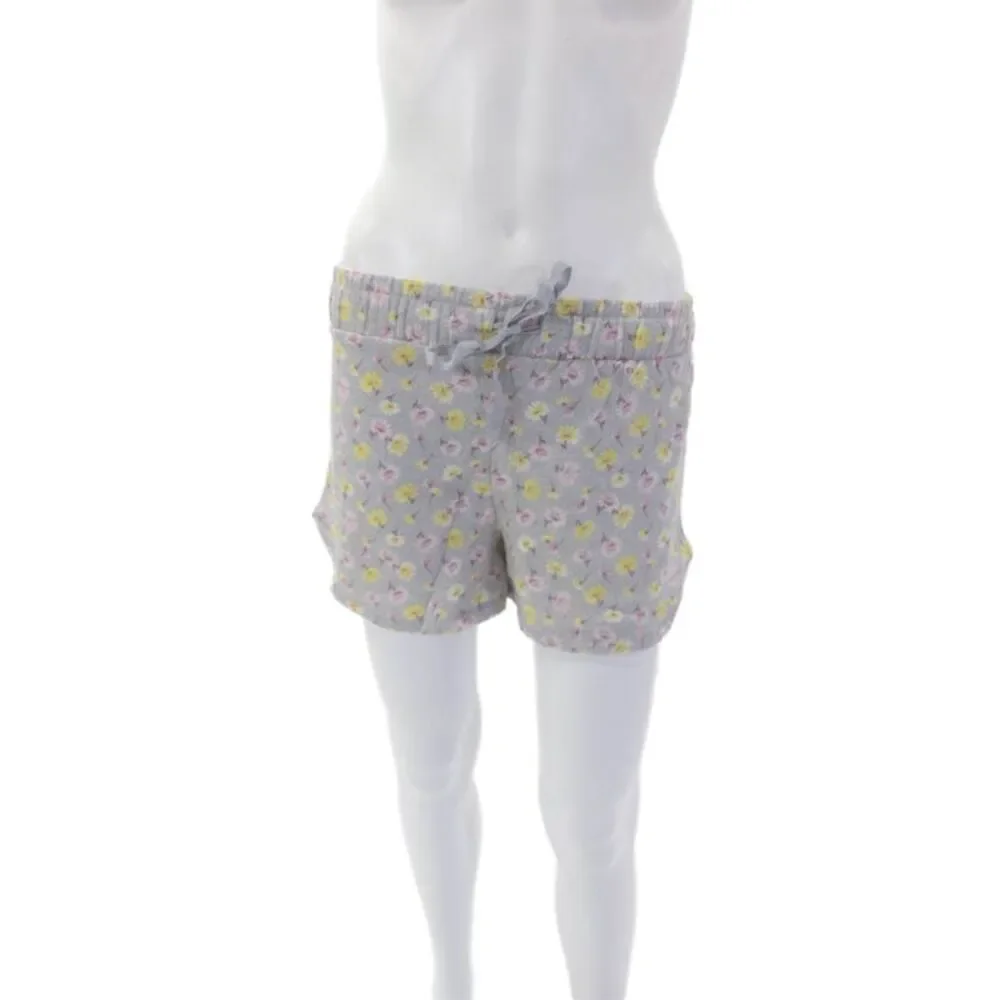 Emerson Road Womens Floral Print Crew Neck Sleep Shirt Pajama Set Gray Size S